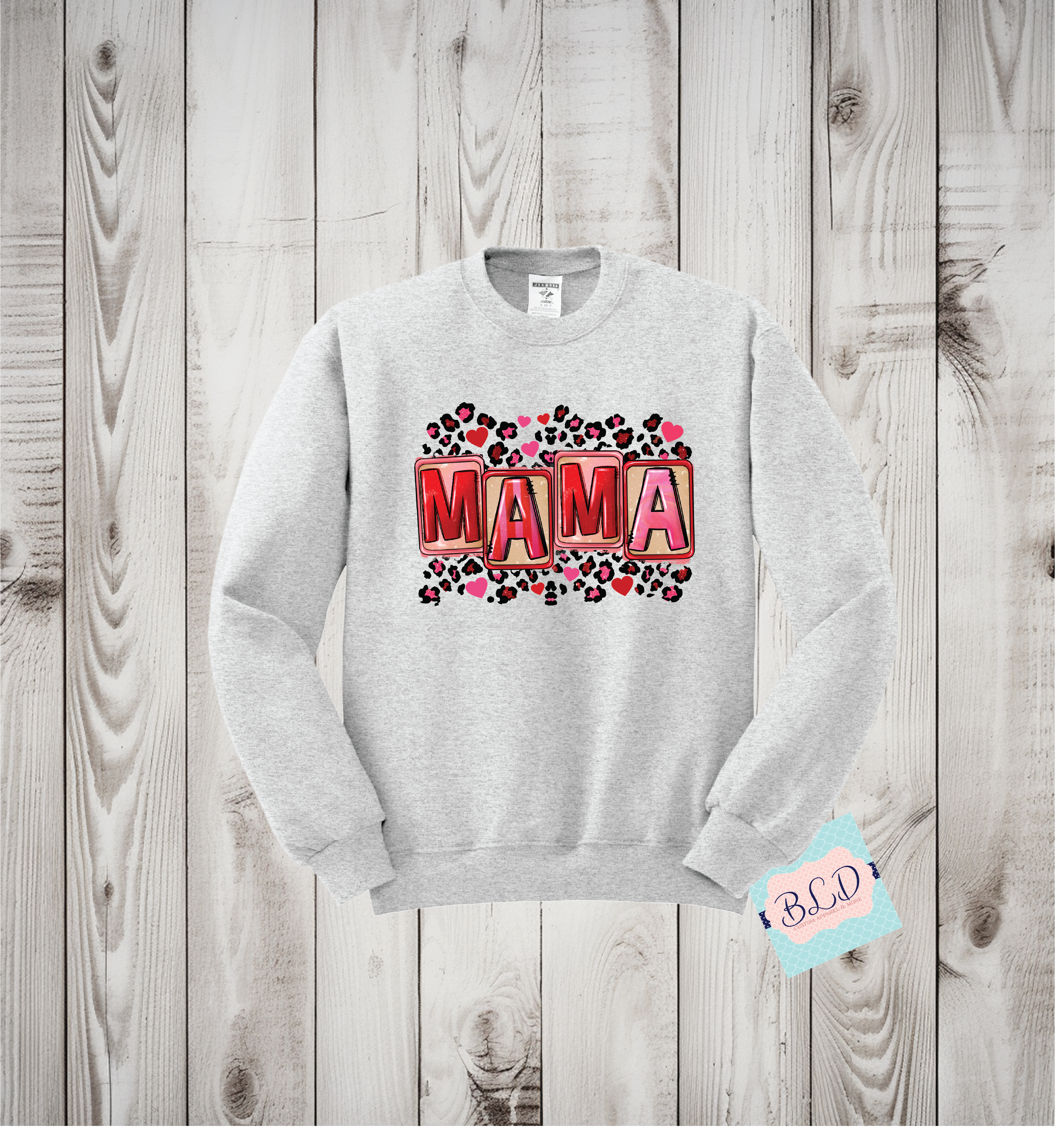 Leopard Mama Adult Valentine s Crewneck Sweatshirt Brandi Ligne