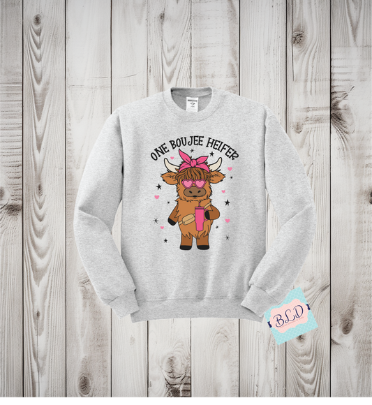 One Boujee Heifer Adult Valentine's Crewneck Sweatshirt