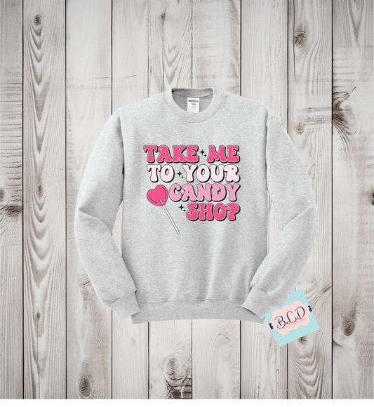 Candy Shop Adult Valentine's Crewneck Sweatshirt