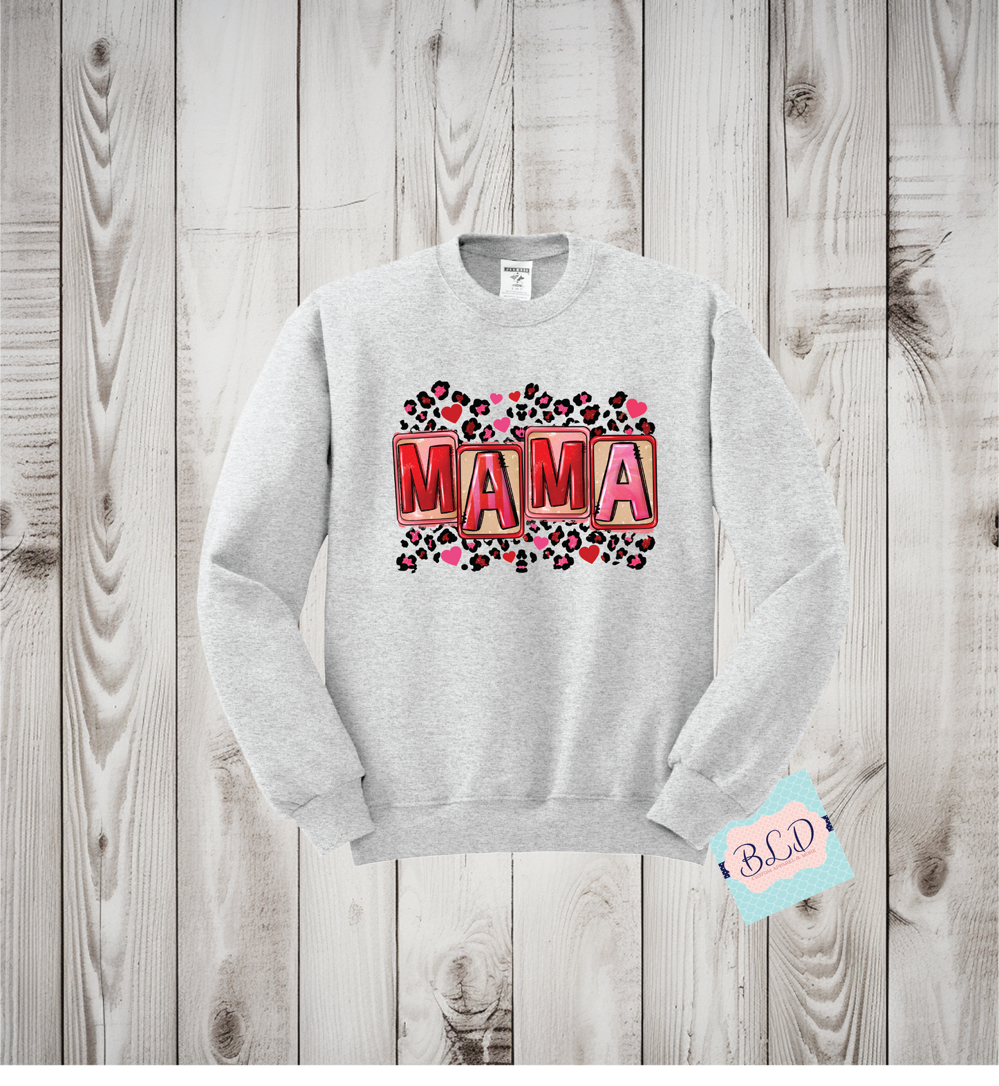 Leopard Mama Adult Valentine's Crewneck Sweatshirt