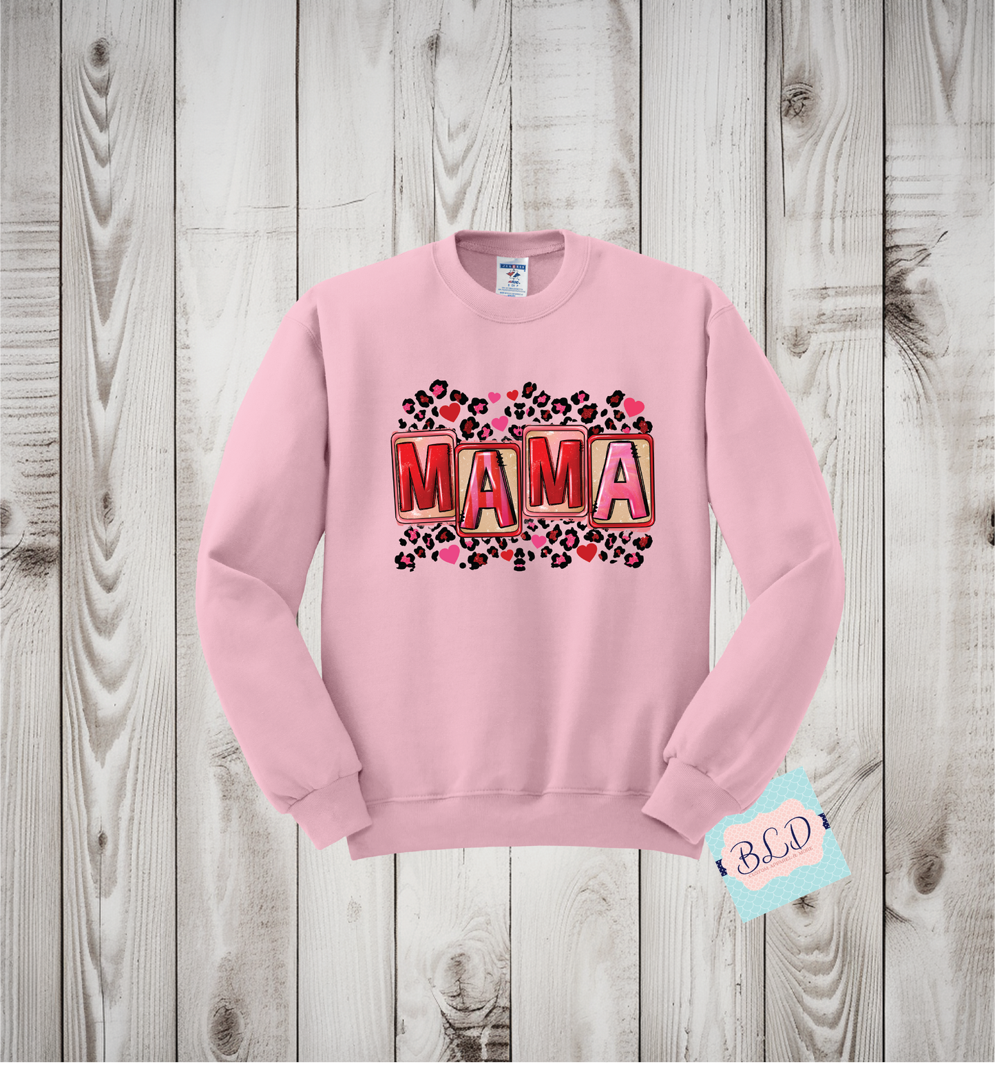 Leopard Mama Adult Valentine's Crewneck Sweatshirt