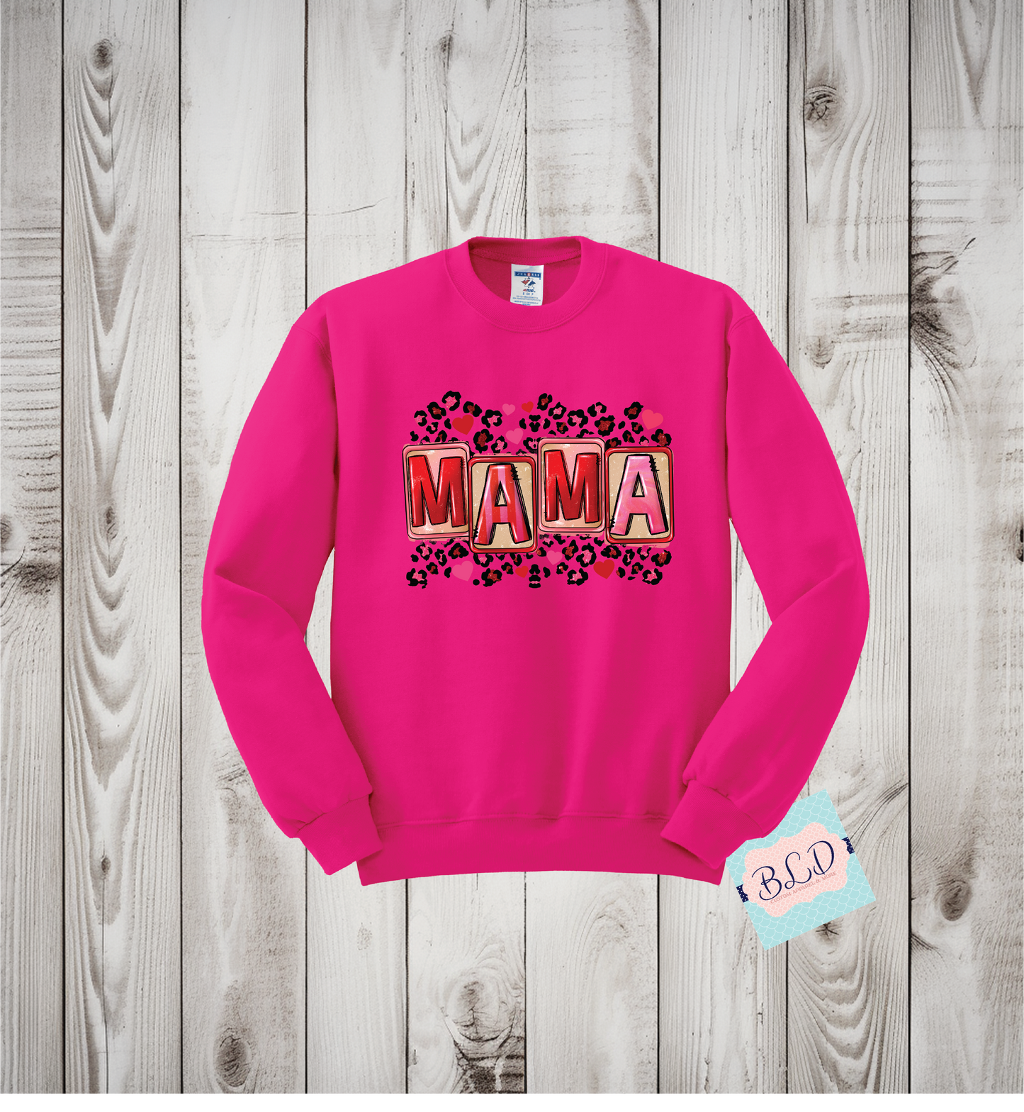 Leopard Mama Adult Valentine's Crewneck Sweatshirt
