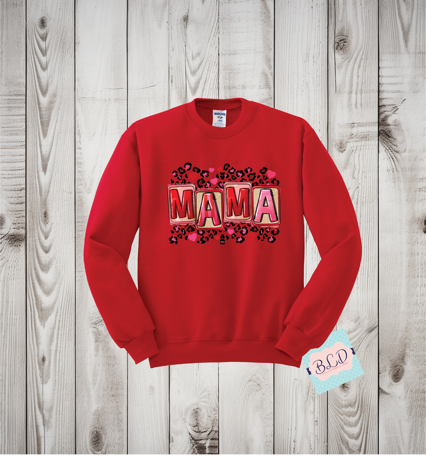 Leopard Mama Adult Valentine's Crewneck Sweatshirt