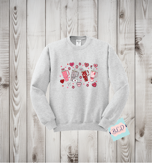 OCD obsessive cup disorder Adult Valentine's Crewneck Sweatshirt